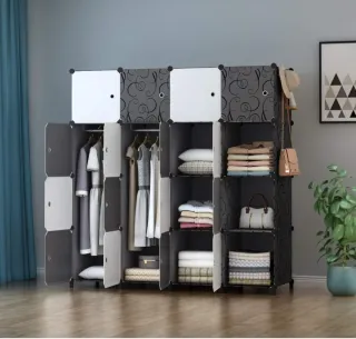 Armadio Modulare Cubi Plastica Nero Bianco