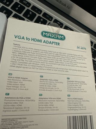 Adaptador VGA a HDMI MAXAM ZH-6070