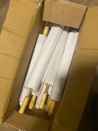 Lote 9 Sombrillas Bambú Blancas