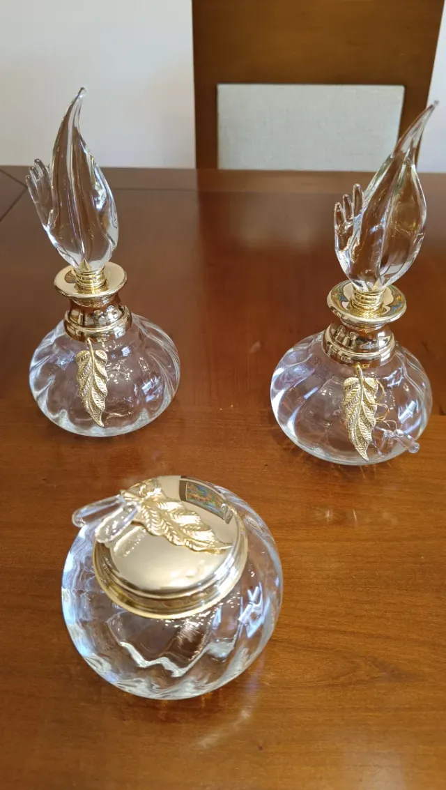 Juego Tocador Cristal y Oro