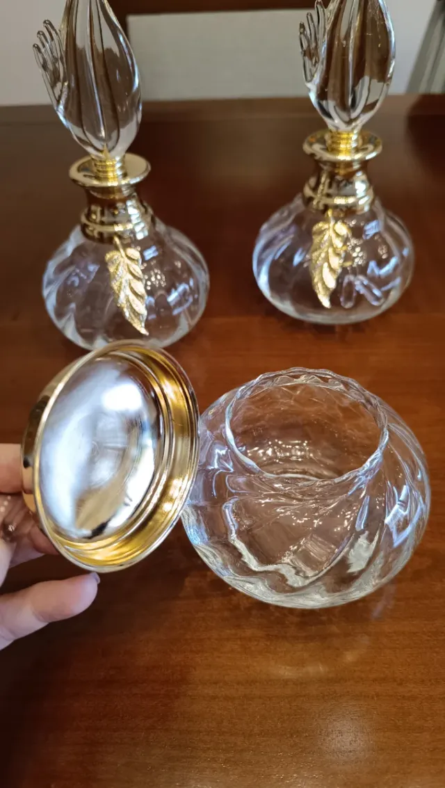 Juego Tocador Cristal y Oro