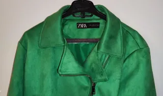 Chaqueta Biker Zara Antelina Verde Talla XL