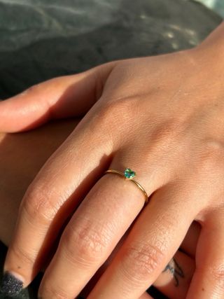 Anello cuore verde acqua oro