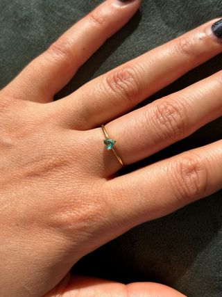 Anello cuore verde acqua oro