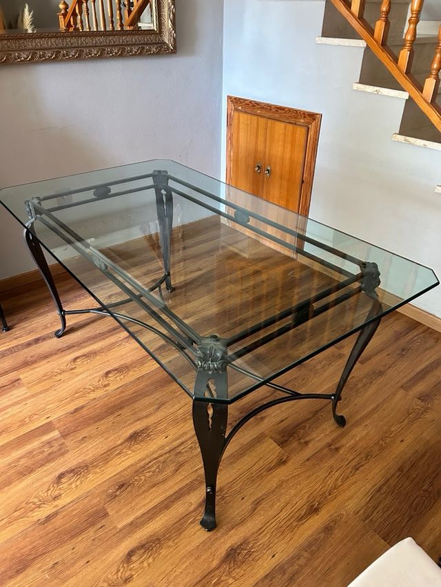 Mesa Cristal y Forja 160x90 cm