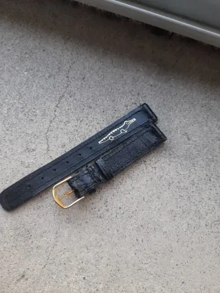 Cinturino vintage coccodrillo nero fibbia oro