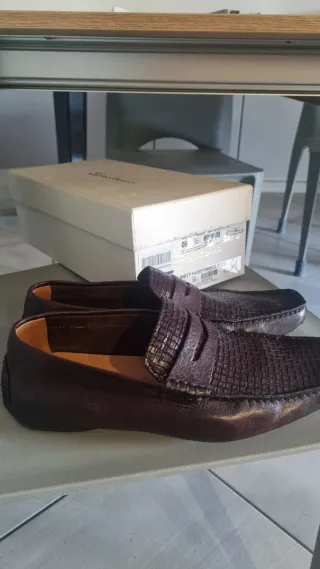 Mocassini Santoni Uomo Pelle Marrone 45