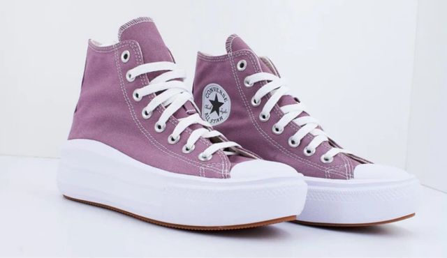 Sneakers Converse viola e bianche con piattaforma