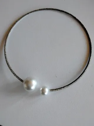 Gargantilla y Anillo Perlas Plata