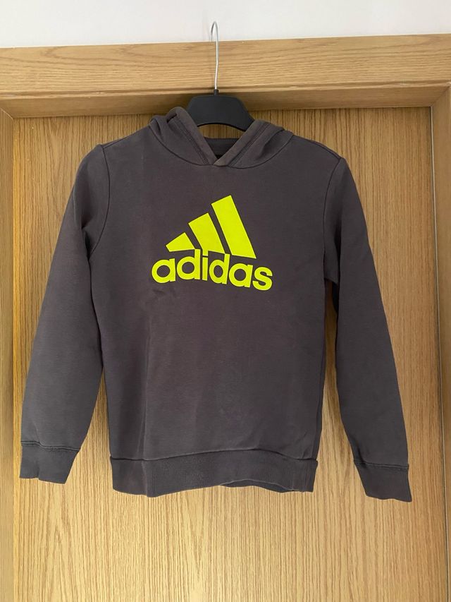 Sudadera Adidas niño gris y verde talla 9 años