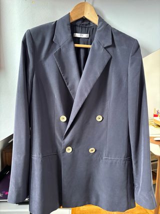 Americana Mango Azul Doble Botonadura