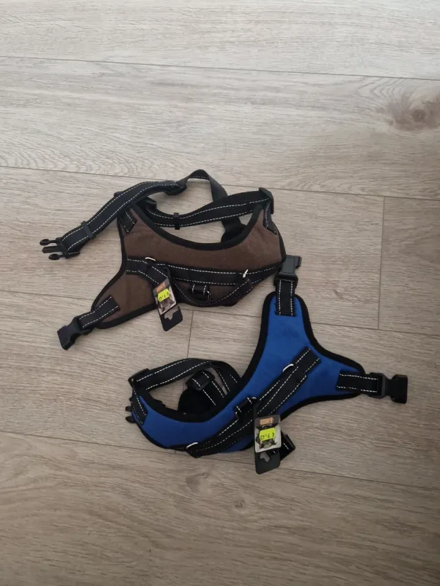 2x Arnés para perro marrón y negro/ azul
