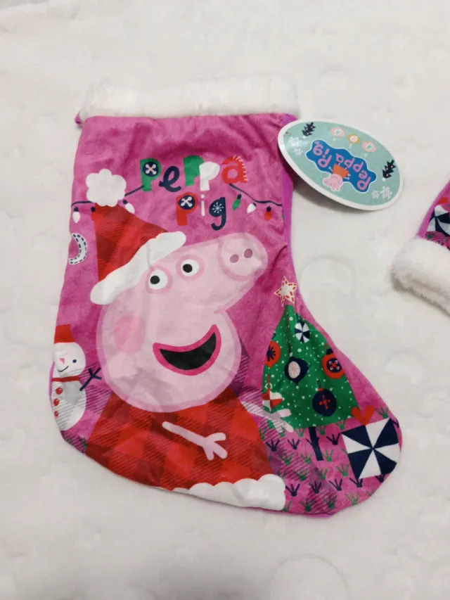 Gorro y calcetín Navidad Peppa Pig Terciopelo