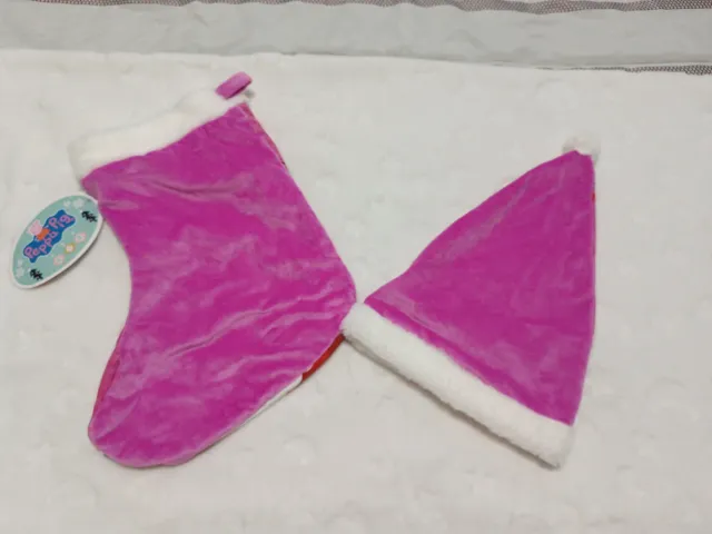 Gorro y calcetín Navidad Peppa Pig Terciopelo