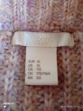 Jersey lana cuello vuelto beige/rosa