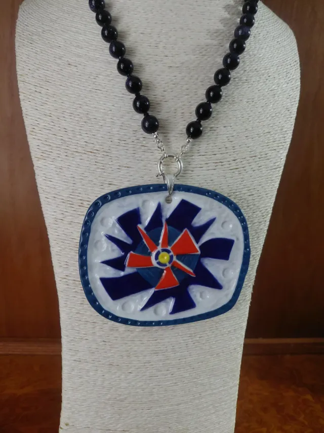 Colgante Sargadelos con collar piedra y plata