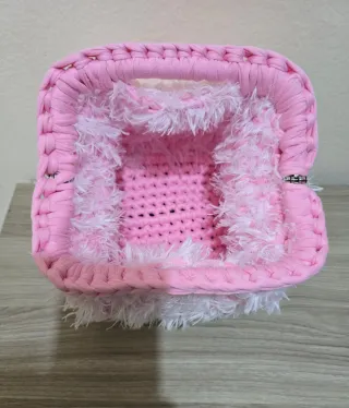 Pochette rosa con pelo