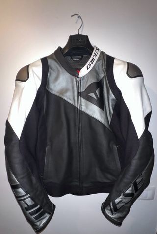 Chaqueta Cuero Dainese Sportiva Negra/Blanca