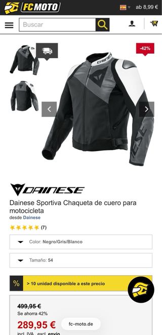 Chaqueta Cuero Dainese Sportiva Negra/Blanca