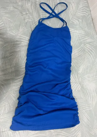 Vestido azul con fruncido de Shein