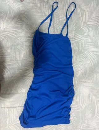 Vestido azul con fruncido de Shein