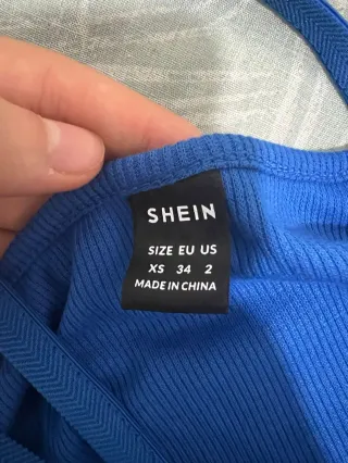 Vestido azul con fruncido de Shein