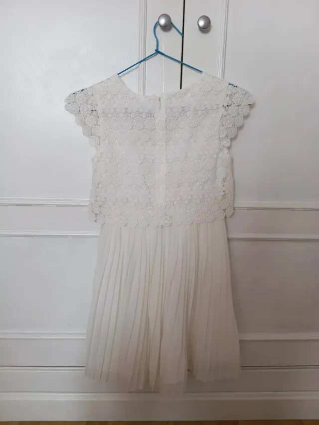 Vestido niña encaje y tul blanco