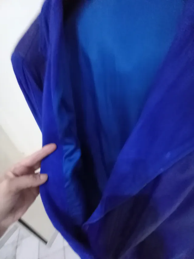 Giacca in pelle blu elettrico