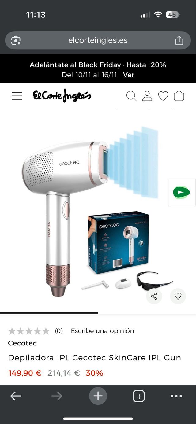 Depiladora IPL Cecotec Bamba SkinCare