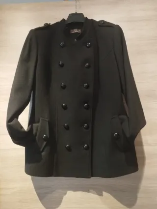 Chaquetón cruzado mujer negro