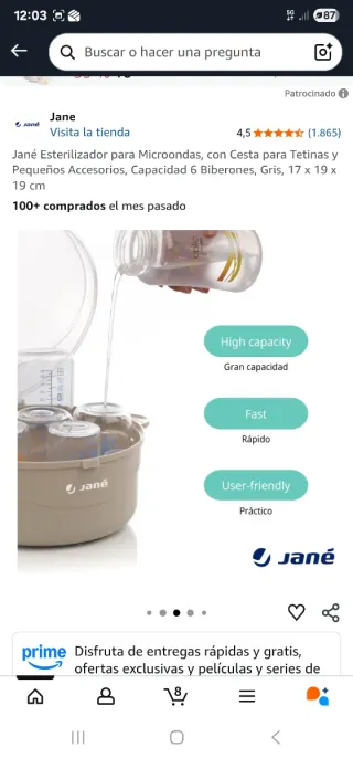 Esterilizador Jané Microondas Biberones