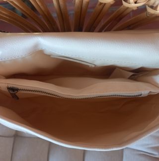 Bolso Zara Crema Acolchado Cadena