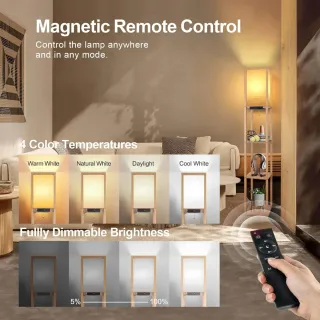 Lampada da terra dimmerabile con scaffale