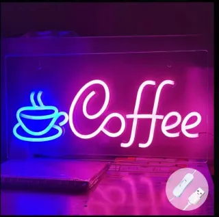 Lampada Neon Led "COFFEE" Blu/Rosa