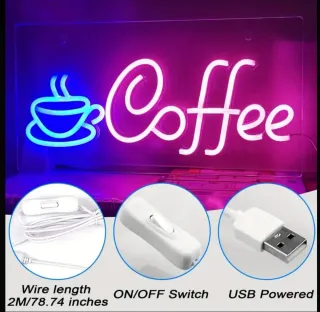 Lampada Neon Led "COFFEE" Blu/Rosa
