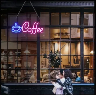 Lampada Neon Led "COFFEE" Blu/Rosa