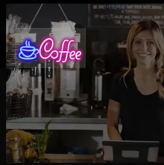 Lampada Neon Led "COFFEE" Blu/Rosa