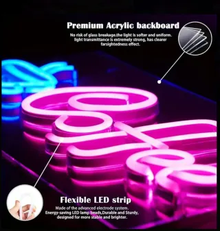 Lampada Neon Led "COFFEE" Blu/Rosa