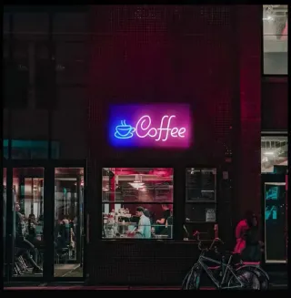 Lampada Neon Led "COFFEE" Blu/Rosa