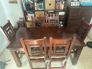 Mesa comedor y 6 sillas acacia