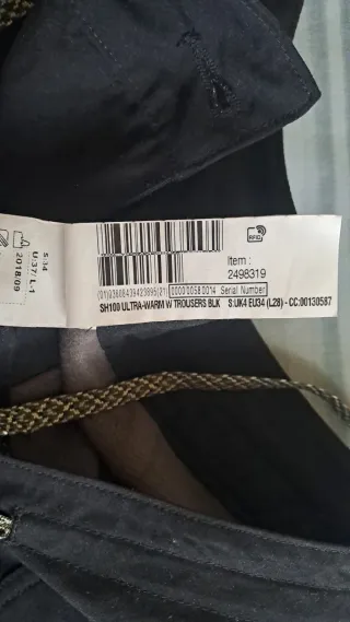 Pantalón térmico negro t. 34