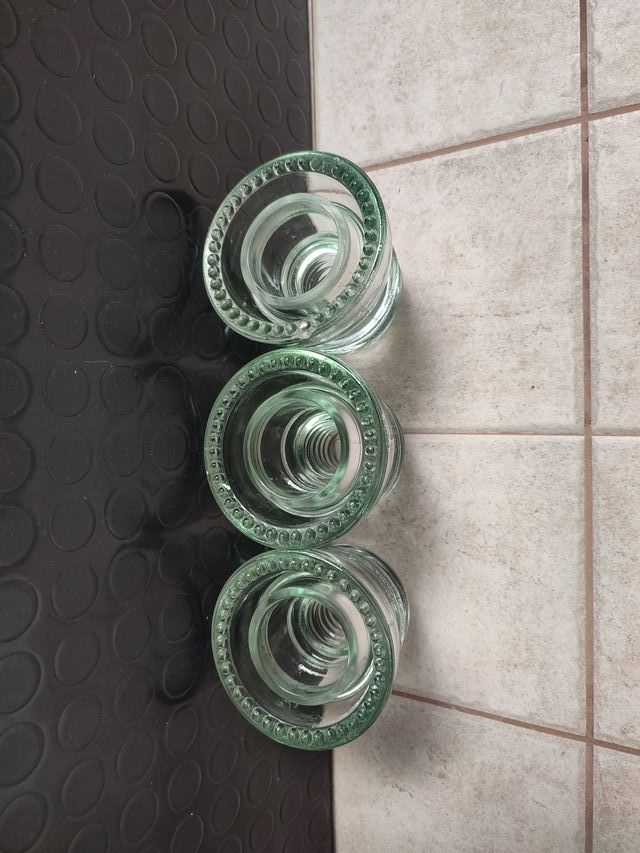 3 Jícaras Antiguas de Vidrio