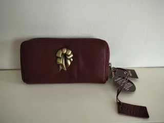 Cartera de piel para mujer color burdeos