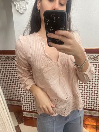 Blusa rosa manga larga