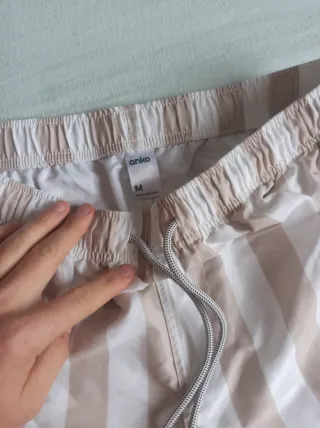 Bañador rayas beige y blanco