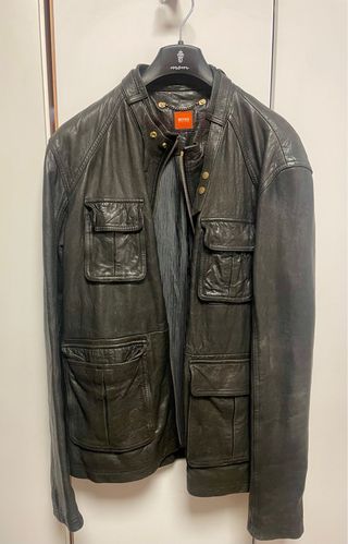 Chaqueta de cuero BOSS Negra
