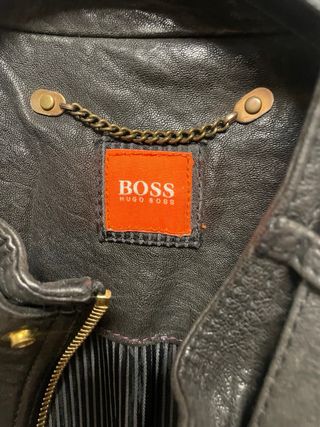 Chaqueta de cuero BOSS Negra
