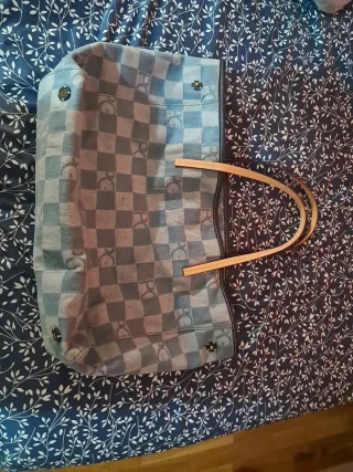 Bolso Purificación García Cuadros Azul/Gris