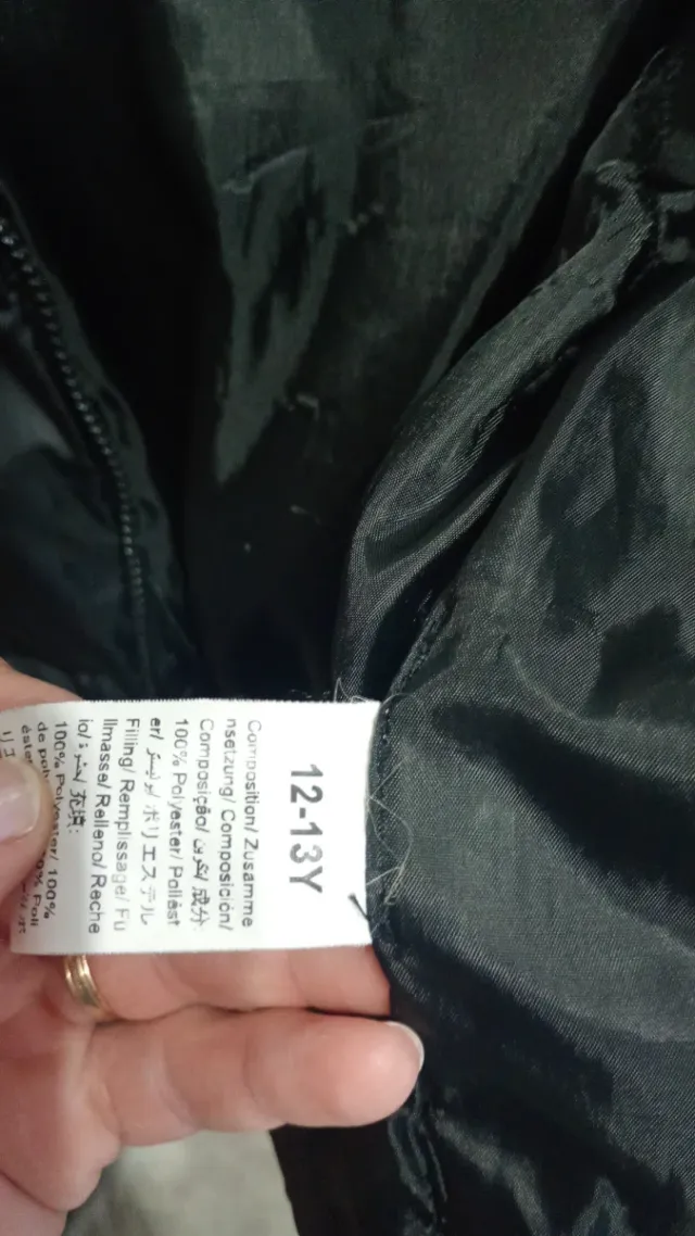 Plumífero niña corto negro 12 años