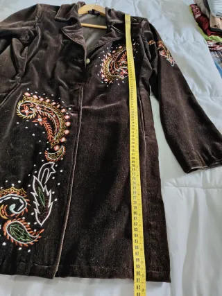 Abrigo Terciopelo Natura Bordado Talla L